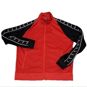 Nike Track Jacket Mens Large Red Black AR3139-657 Full Zip Athletic Swoosh Logo